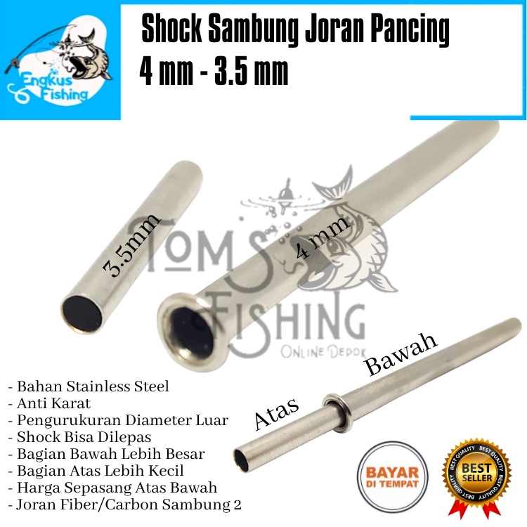 Shock Sok Sambung Joran Fiber / Carbon Stainless Steel (3.5mm - 10mm) Sepasang Anti Karat - Engkus Fishing