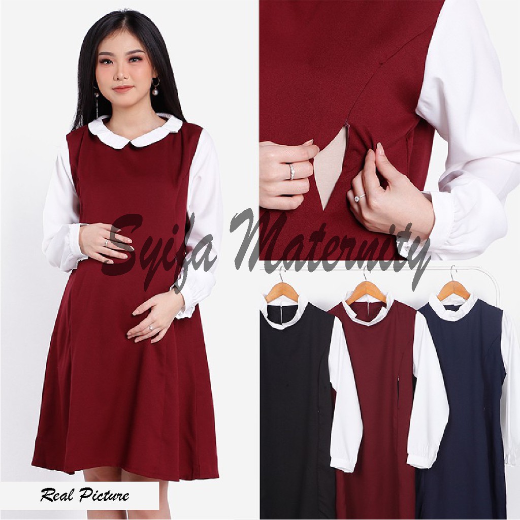 AT113 Baju hamil dan menyusui tunik kerja - Syifa Maternity