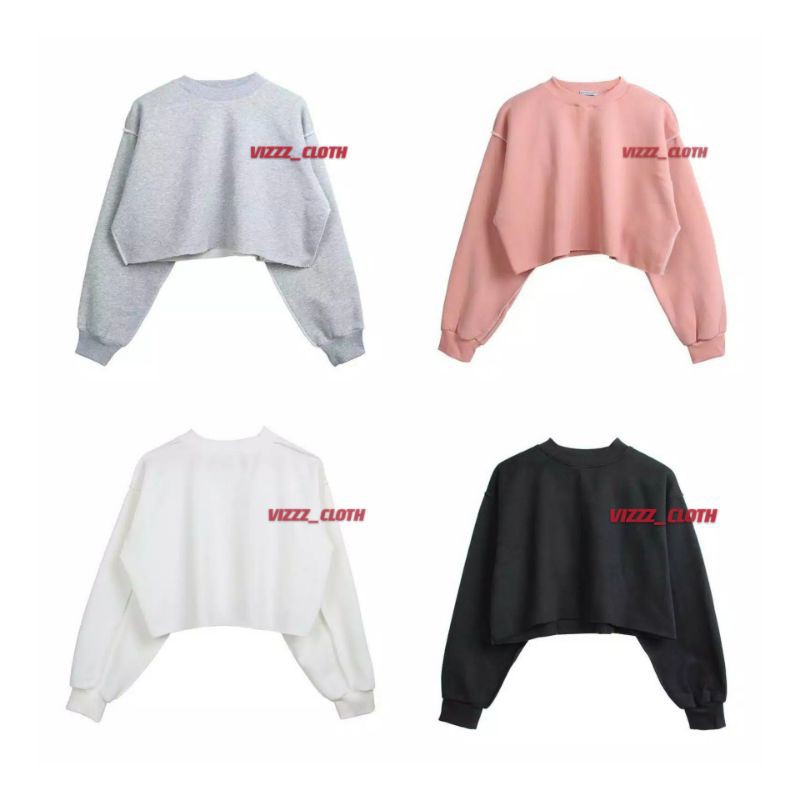 SWEATER CROP JAHIT TERBALIK OVERSIZE BIGSIZE ALLSIZE