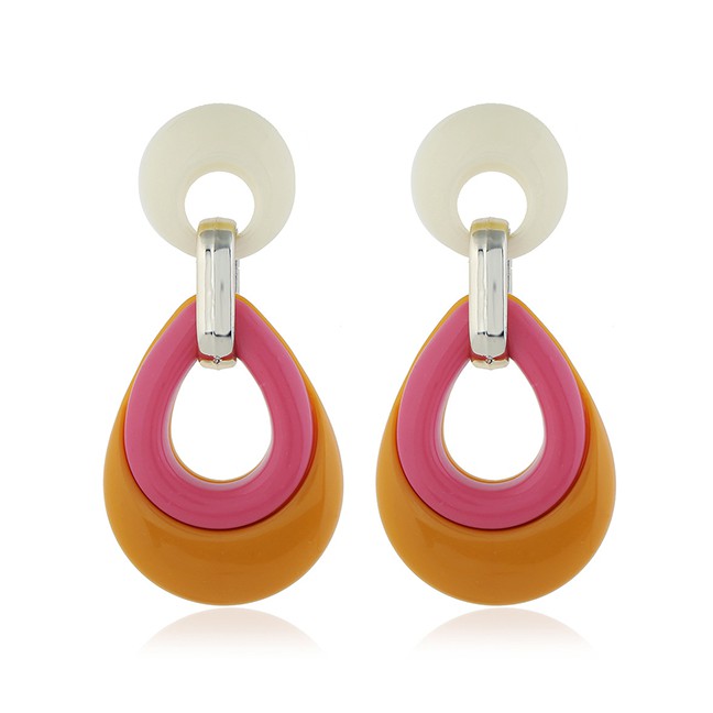 LRC Anting Tusuk Fashion Geometric Water Drop Circle Earrings F5265X