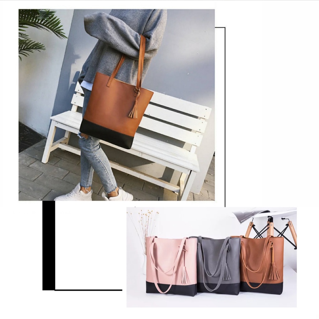 BIG RAMADAN SALE - [RESLETING] TOTEBAG TAIGA 32x35 RESLETING KULIT SINTETIS IMPORT | TOTEBAG BESAR UNTUK WANITA KERJA/KULIAH | TOTEBAG DUA WARNA | TOTEBAG IMPORT | TOTEBAG PRIA/WANITA | TOTEBAG KULIT TEBAL | TOTEBAG COKLAT | TOTEBAG CREAM | TOTEBAG HITAM