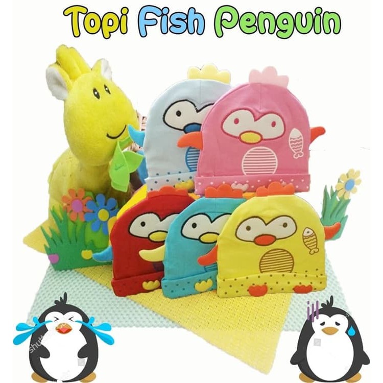 kupluk baby newborn topi fish penguin