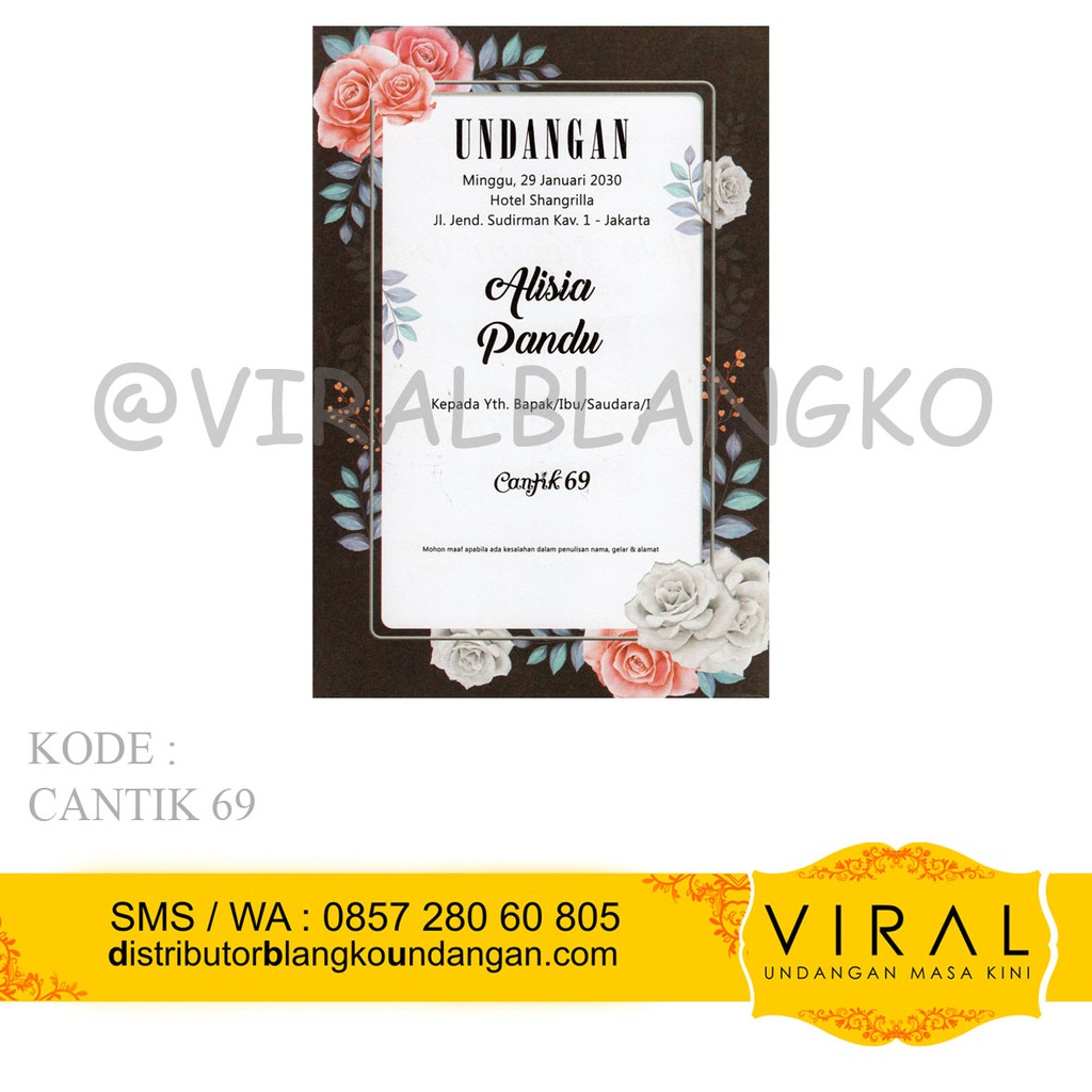 Blangko Undangan Kosong Free File Setting CorelDraw & Word - Seri CANTIK 69 Terbaru Dan Termurah