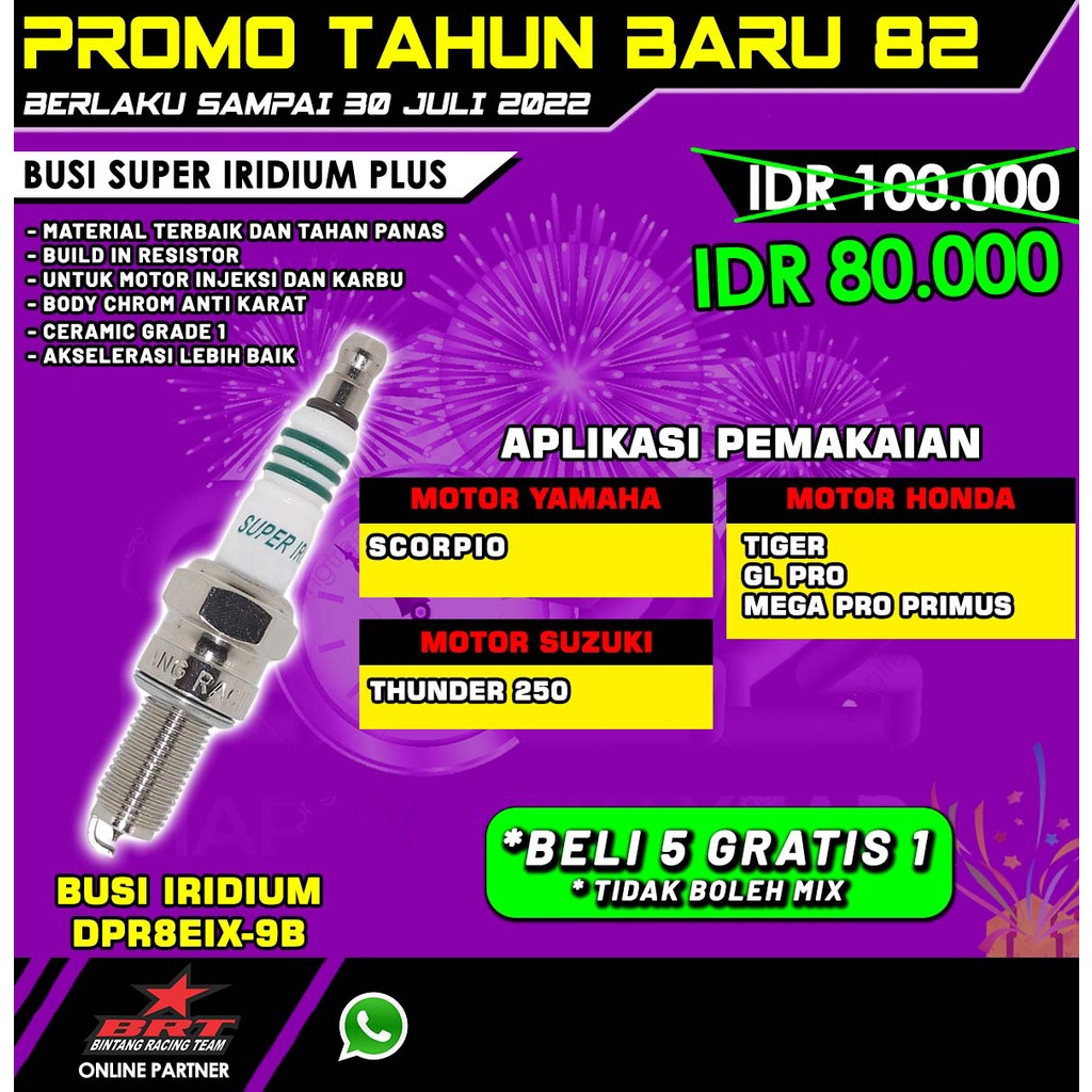 BUSI RACING BRT IRIDIUM dan NGK non iridium KLX CRF VIXION BEAT POP BEAT ESP MX KING MIO SPORTY R15 