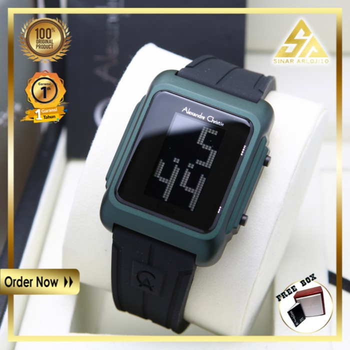 JAM TANGAN ALEXANDER CHRISTIE ALEXANDRE CHRISTIE WANITA CEWEK ORIGINAL ORI BRANDED BLACK GREEN DIGIT