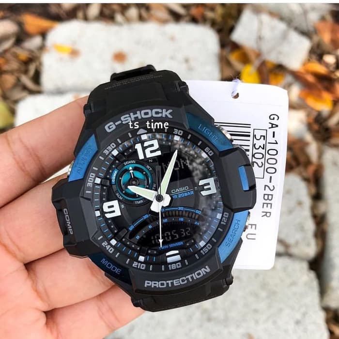 Jam Tangan Casio G-Shock GA-1100-2B Gravity Master Black Blue Ori BM