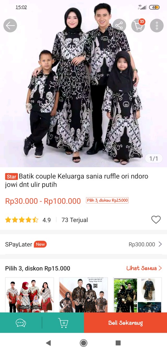 Batik Couple Keluarga Sania Ruffle Ori Ndoro Jowi Dnt Ulir Putih