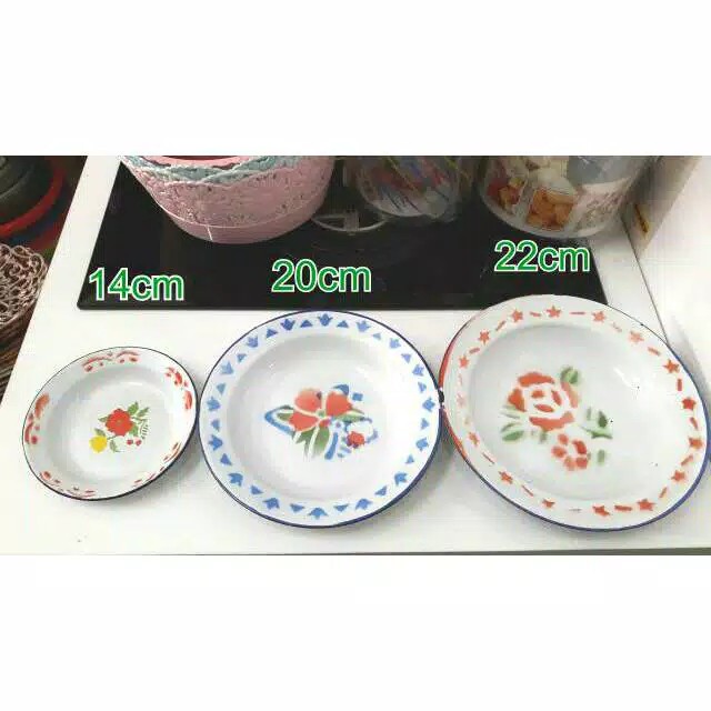 [Jual Lusinan] Piring Enamel/Seng/Jadul 14, 20, 22cm