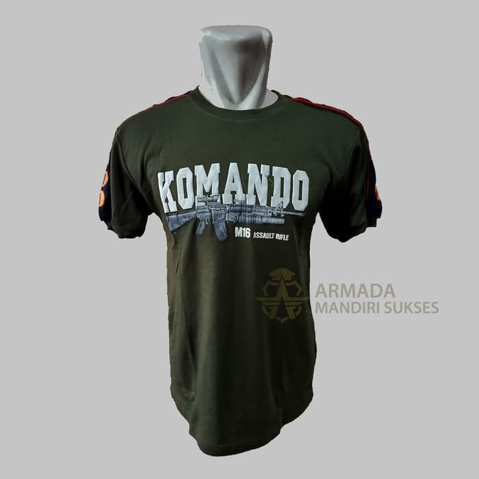 ARM. 207 Kaos Kombinasi Komando Hijau l Baju Pria Komando
