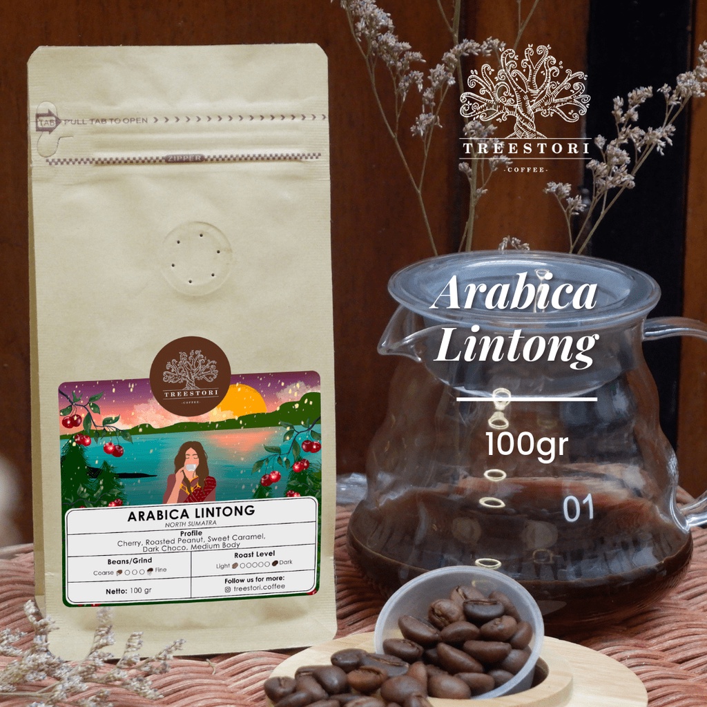 

Treestori Arabika Lintong 100gr(Biji Kopi/Grind Halus/Grind Medium)