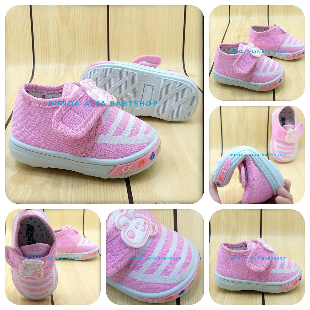 Sepatu Bayi Perempuan IMPORT Usia 6 - 12 Bulan PINK - Sepatu Anak Belajar Jalan Bunyi Ringan Dan Tidak Licin Size 16 - 20