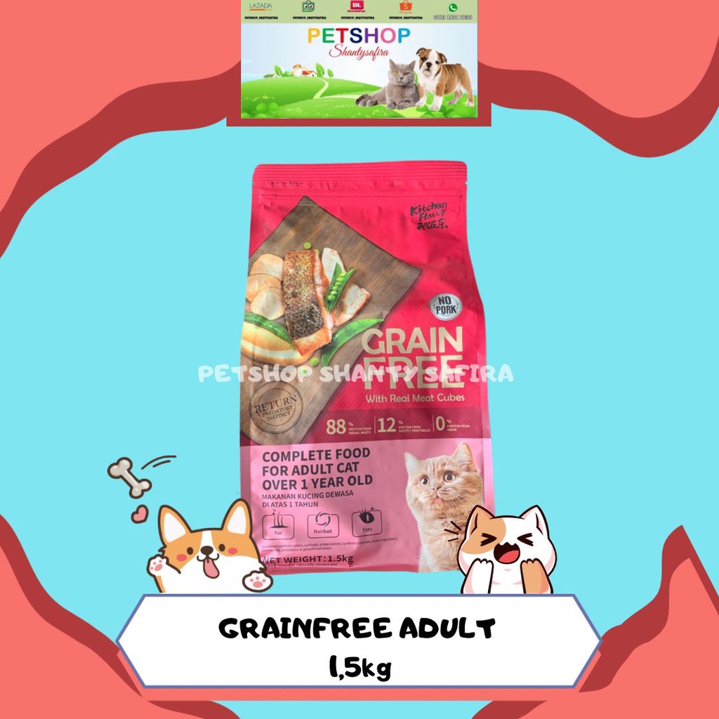 MAKANAN KUCING KITCHEN FLAVOR GRAIN FREE ADULT CAT FOOD 1.5KG FRESHPACK