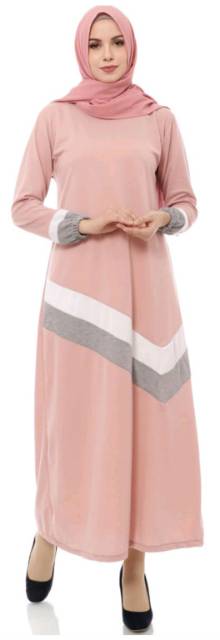 Gamis XL Dusty Pink Kombinasi Mybamus
