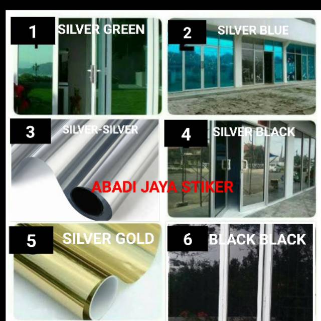 Kaca Film 1 ROLL One Way Cermin Silver Hijau Biru Gold Coklat Hitam Ukuran 150Cm x 30M