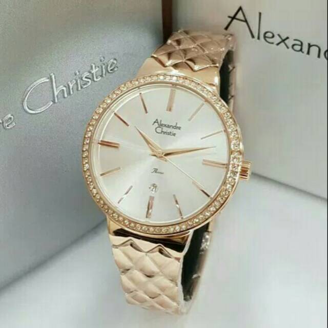 JAM TANGAN CEWEK / WANITA ALEXANDRE CHRISTIE AC 2736 ROSEGOLD WHITE
