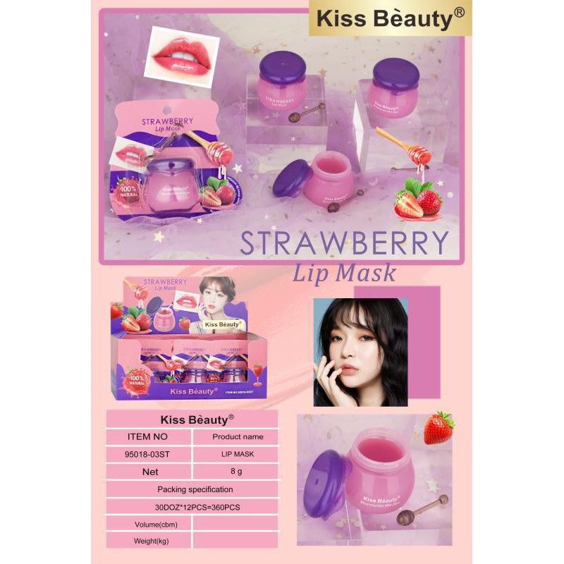 PROMO!!!LIP MASK HONEY SWEET - STRAWBERRY+SPATULA NO.95018/LIP SCRUB ALOEVERA NO.95016