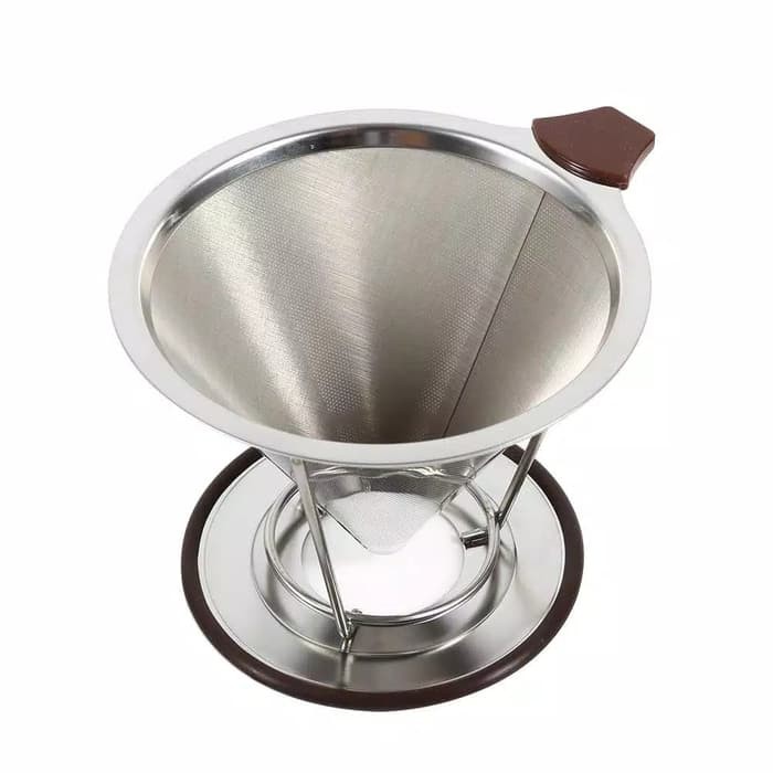 V60 Dripper Stainless Steel Size 01 Ukuran Kecil Stand Removable