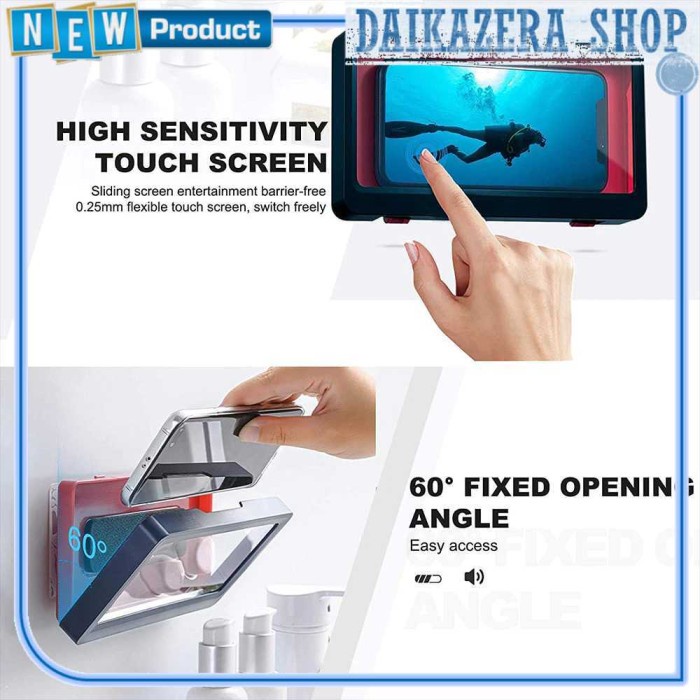 Holder Smartphone Dinding Kamar Mandi Dapur Waterproof Case Box - Putih