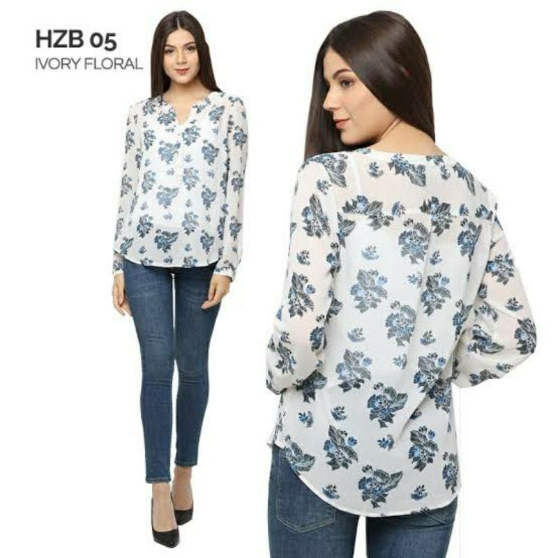 HM blue floral Carnation printed Blouse