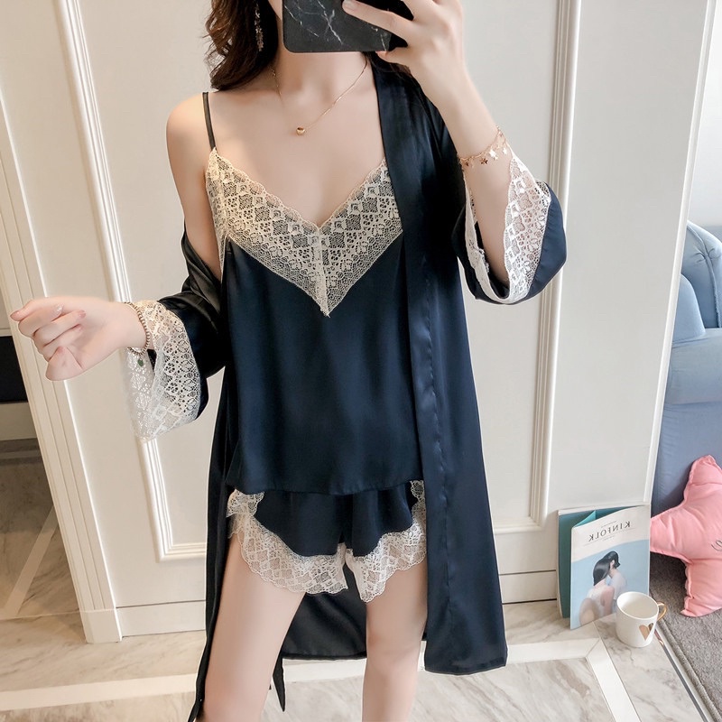 Lingerie Kimono Dress Sexy/ Baju Tidur Sexy Transparan Wanita / Kimono Satin Silk Premium /Sleepwear Wanita Seserahan 131