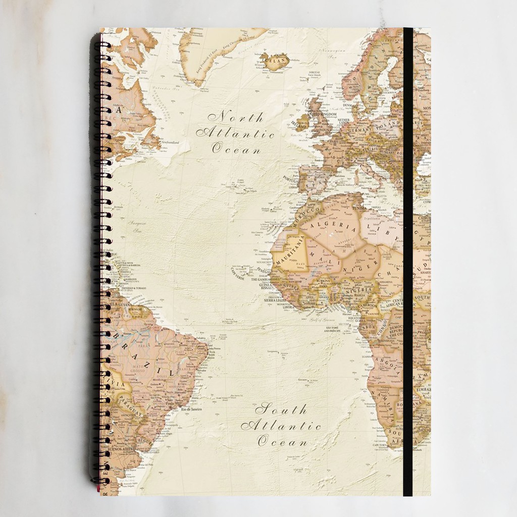 

WORLD MAP Vintage Spiral Notebook Diary Journal Buku Tulis Catatan Sekolah Kuliah Bujo