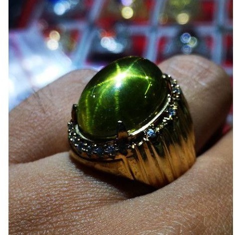 Batu Cincin Yellow Sapphire Star Catam Naik DS Full Top Colour Star Big Size