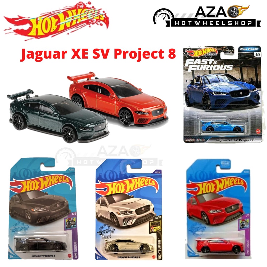 Diecast Hot Wheels Jaguar XE SV Project 8 HW Hotwheels Orange Hijau Merah Silver Mobil Mainan Anak