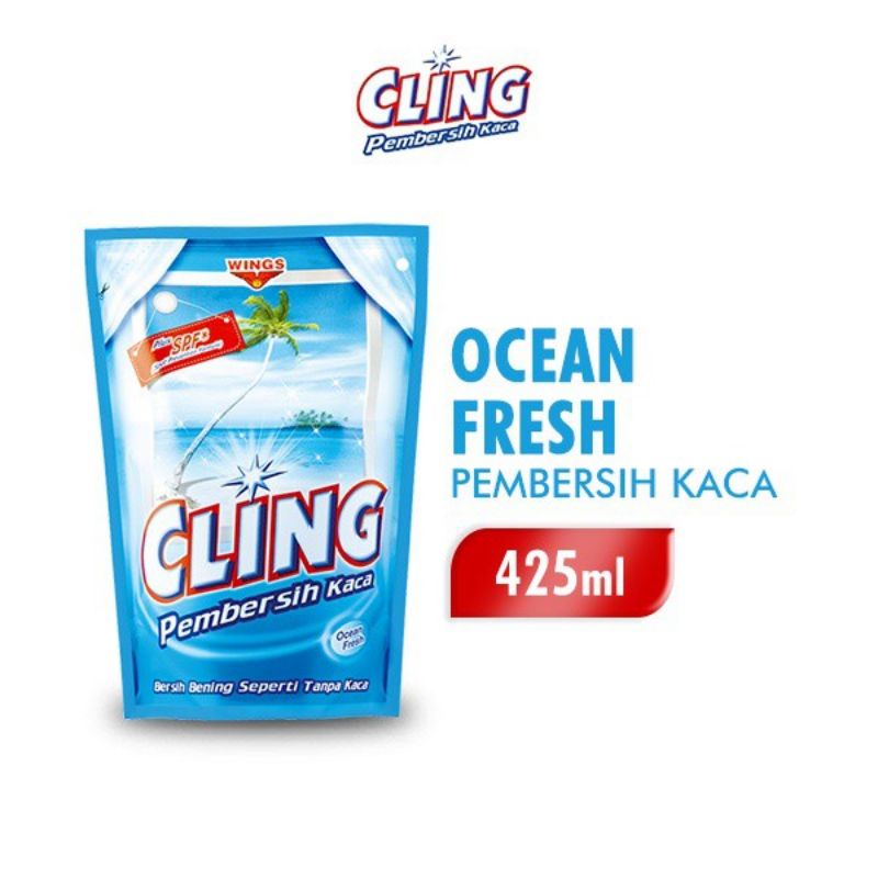 CLING Pembersih Kaca Biru 425ML CLING Ocean Fresh  Pembersih  Kaca 425 ML - Biru