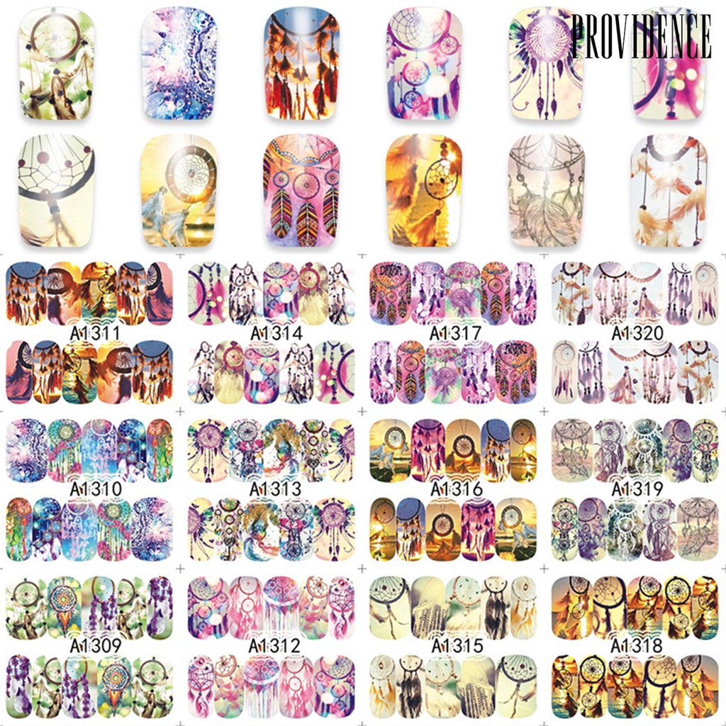 Providence 12Sheet Nail Patch Printed Pattern Waterproof Multiple Styles Women Nail Art Sticker for Beauty