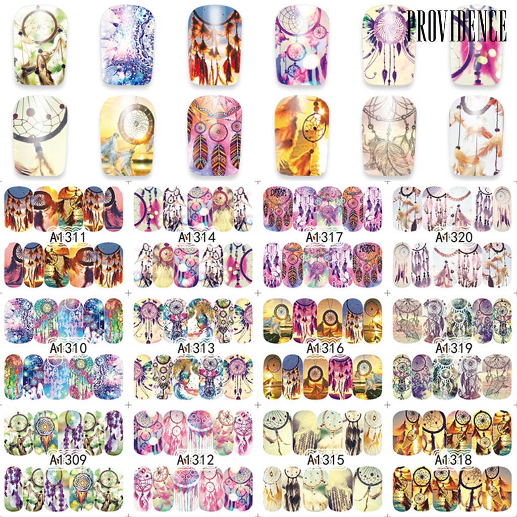 Providence 12Sheet Nail Patch Printed Pattern Waterproof Multiple Styles Women Nail Art Sticker for Beauty