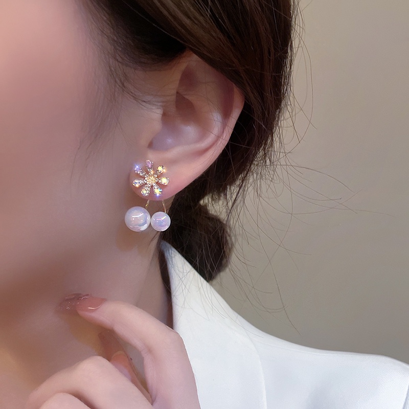 Anting Mutiara Bunga sparkle Warna-Warni Untuk Wanita Aksesoris Telinga Korea