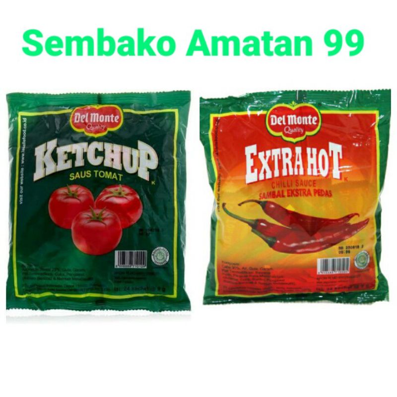 Delmonte Del Monte Extra Hot Extrahot Saus Sambal dan Saus Tomat Sachet isi 24 pcs