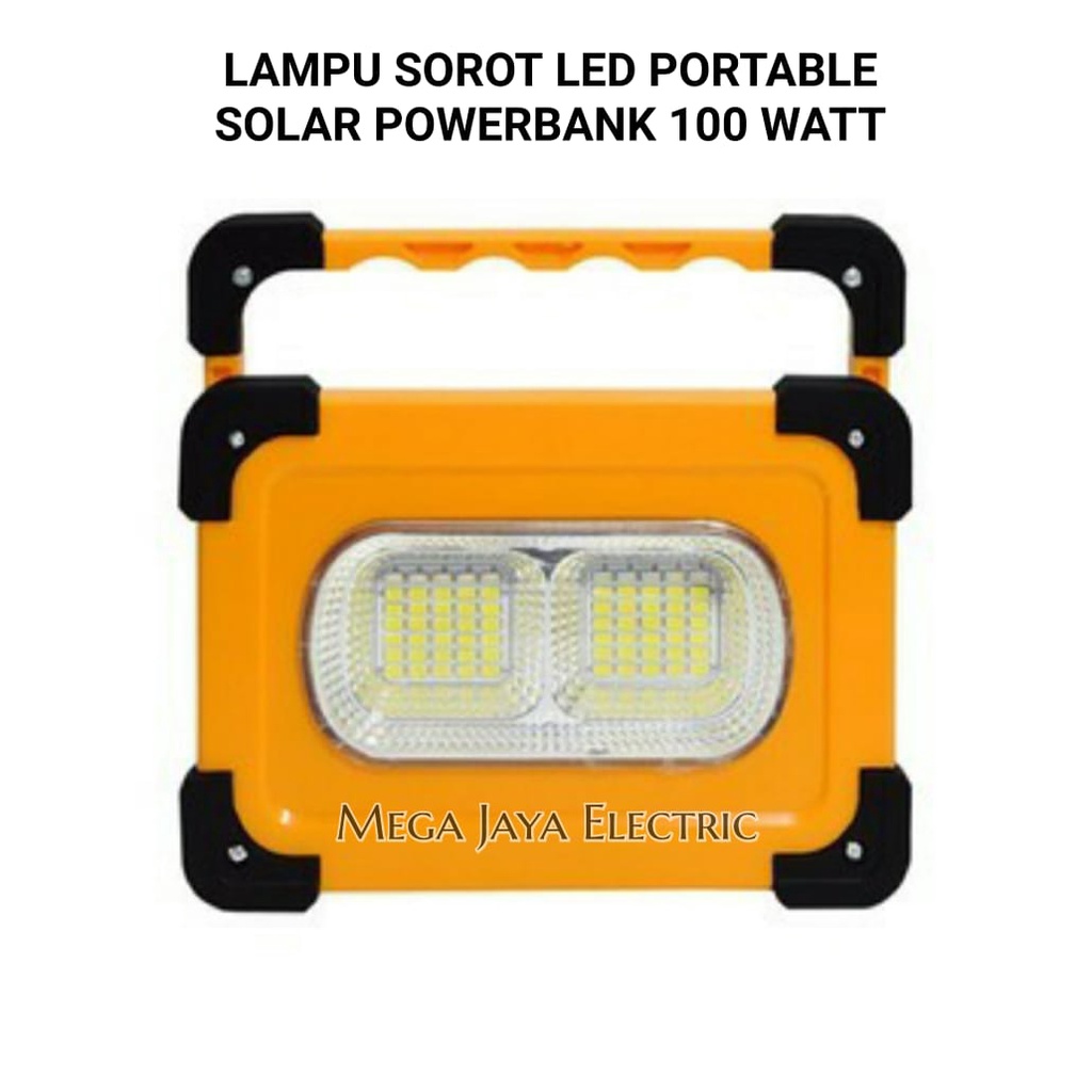 LAMPU SOROT LED PORTABLE SOLAR POWERBANK 100 WATT