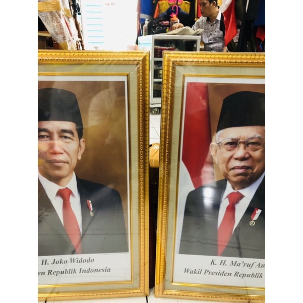 Frame bingkai foto presiden wakil motif linen 50x70 cm