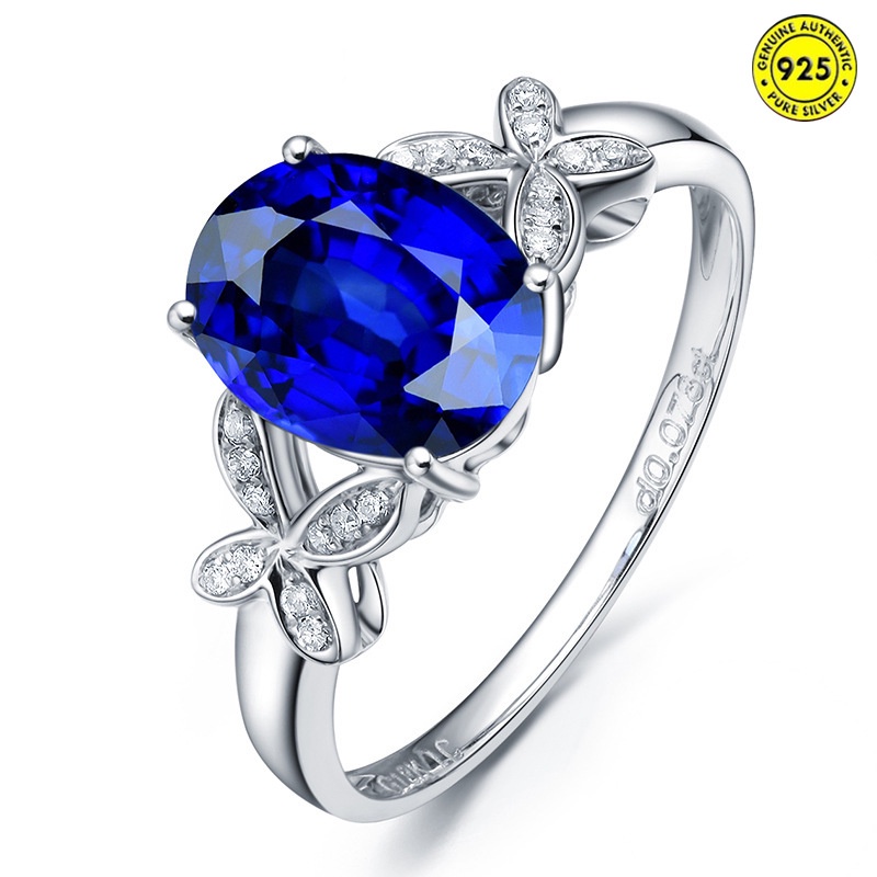 Full Diamond Bow Blue Crystal Diamond Ring