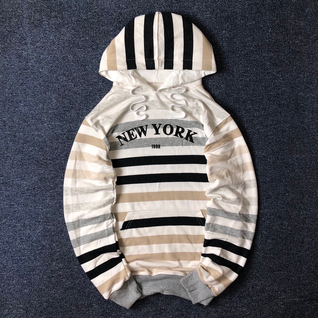 NEWYORK FONT HOODIE - HOODIE STRIPE - HOODIE COTTON FLEECE - CASUALOUTFIT - BASIC HOODIE UNISEX