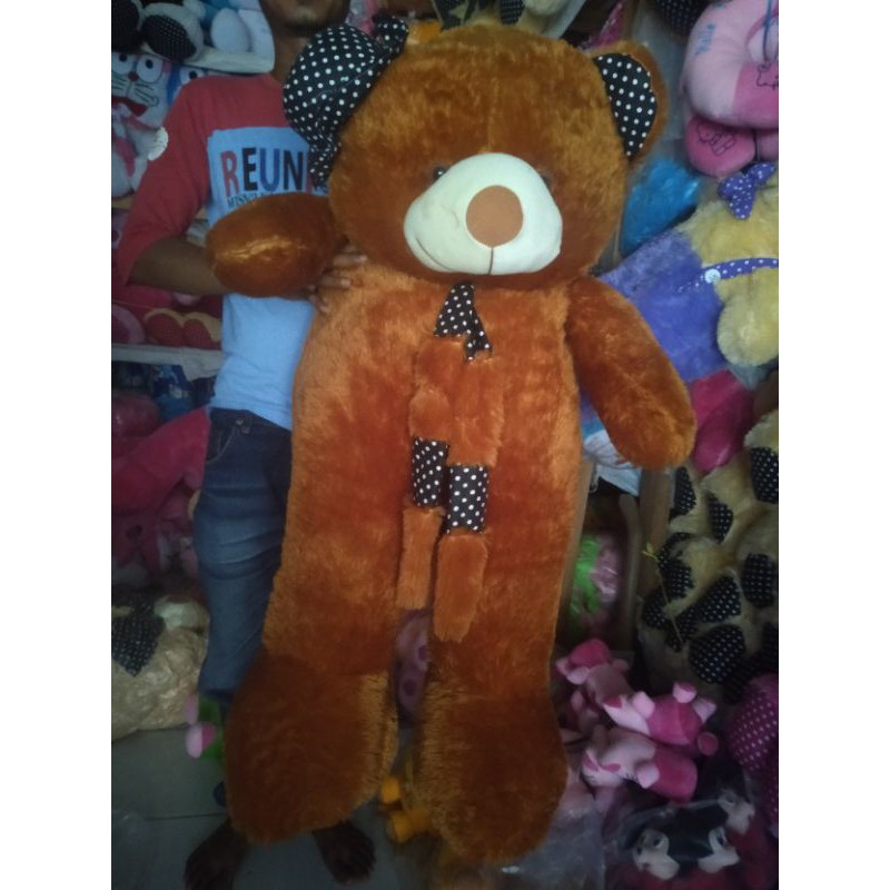 terbaik Boneka super jumbo teddy bear syal topi 1,1meter