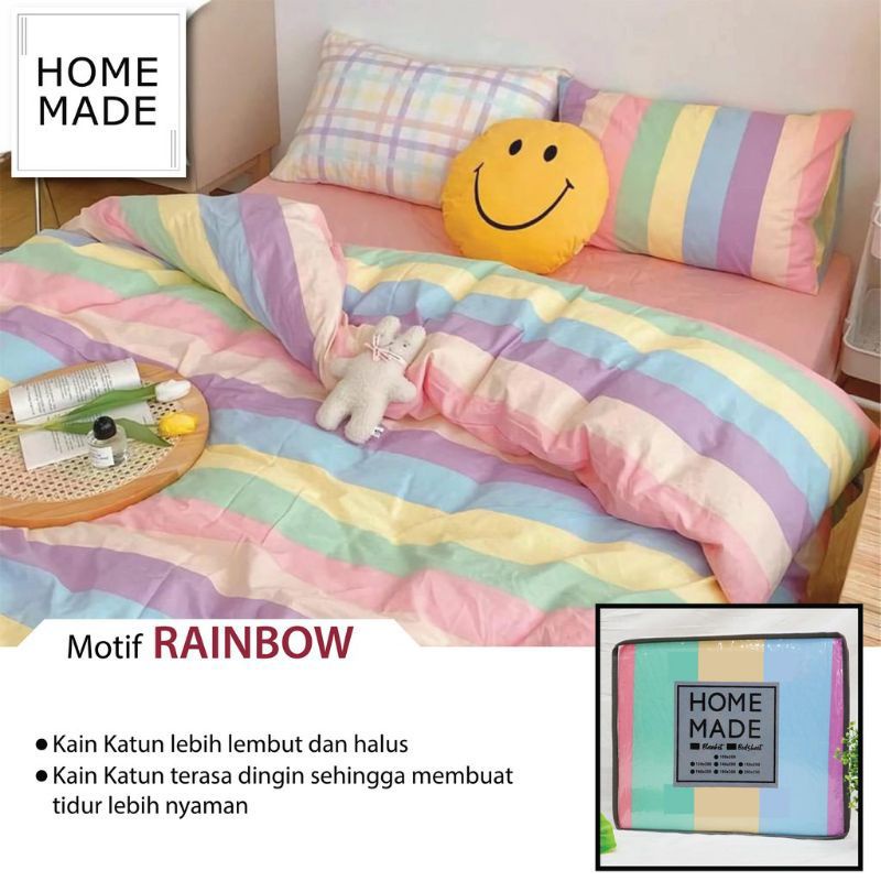 sprei aesthetic korea karakter Bubble gum rainbow pelangi seprei homemade jumbo estetik seprai katun