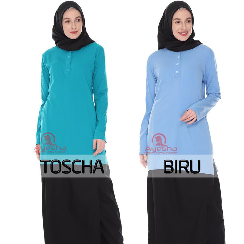 ATASAN CEWEK MURAH GRATIS ONGKIR SELURUH INDONESIA QSAA/ Baju Kaos Muslimah Polos Kancing Depan