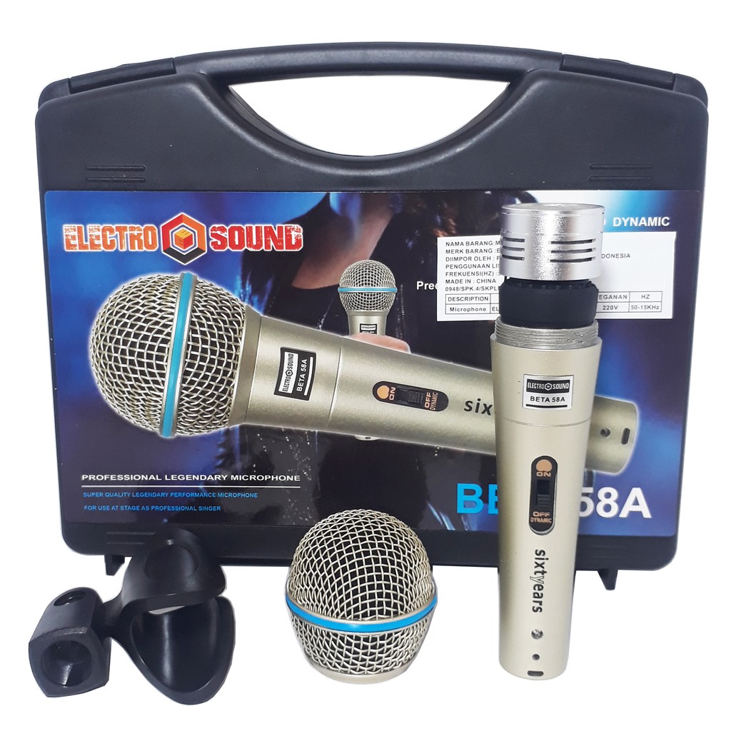 Microphone Electro Sound BETA 58 Sixtyears Mic Koper (Pakai On/Off) Vokal Microphone