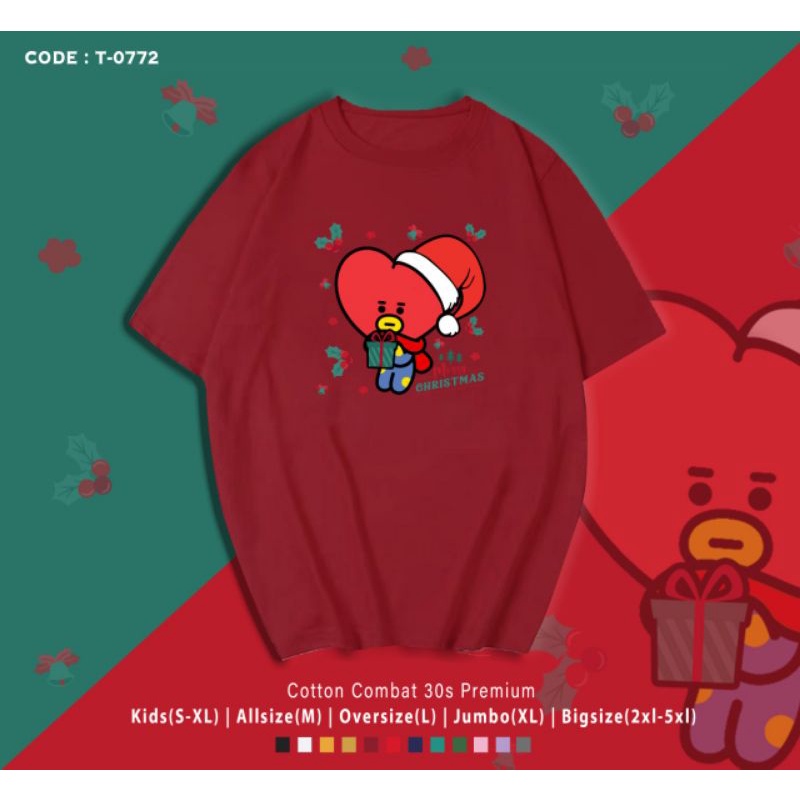 KAOS NATAL TATA BT21/T-SHIRT MERRY CHRISTMAS BT21 TATA