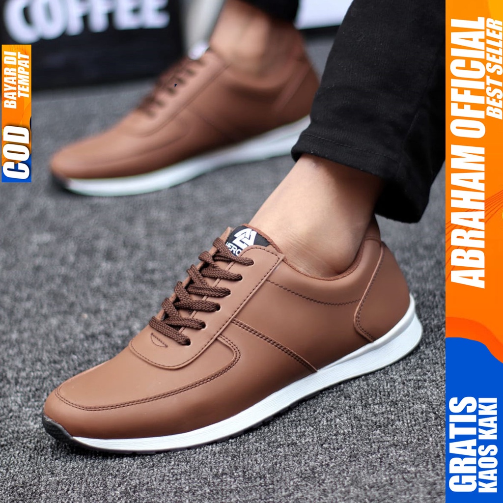 Abraham Prey - Sepatu Casual Sneakers Pria Hitam Kerja Santai