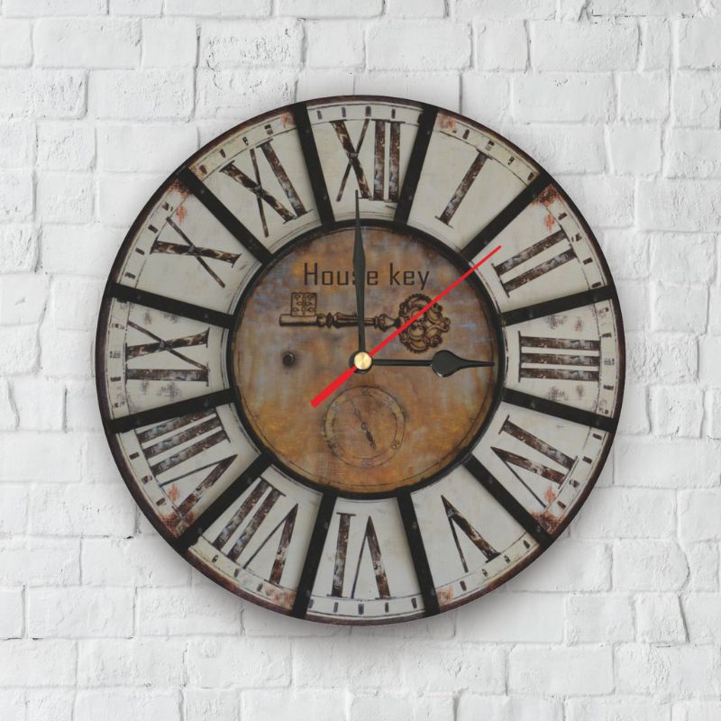 Jam Dinding Shabby Chic / Wall Clock dengan Design unik-JS14