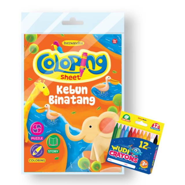 

BUKU GAMBAR COLORING SHEET SERIES FREE CRAYON WUDI 12 WARNA