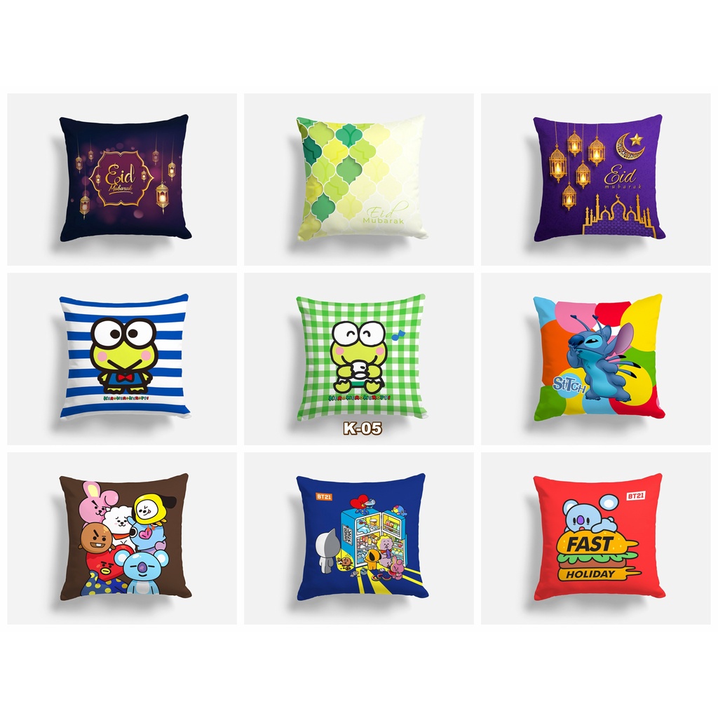 Bantal Kursi Sofa Printing Ukuran 40x40 cm - Motif BT21 - Wonderful - City - Polos - Eid Mubarak - Edisi Lebaran Edisi 3