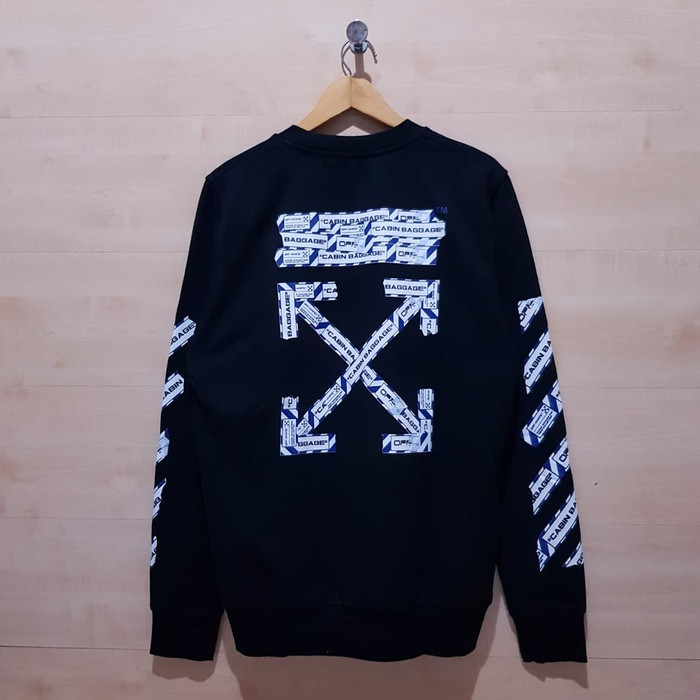 JAKET SWEATER CREWNECK OFF WHITE CABIN BAGGAGE BLACK - M