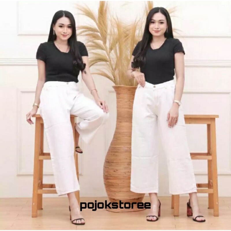 Celana kulot jeans wanita cewek murah celana kulot hitam putih jins denim  jeans celana kulot kekini