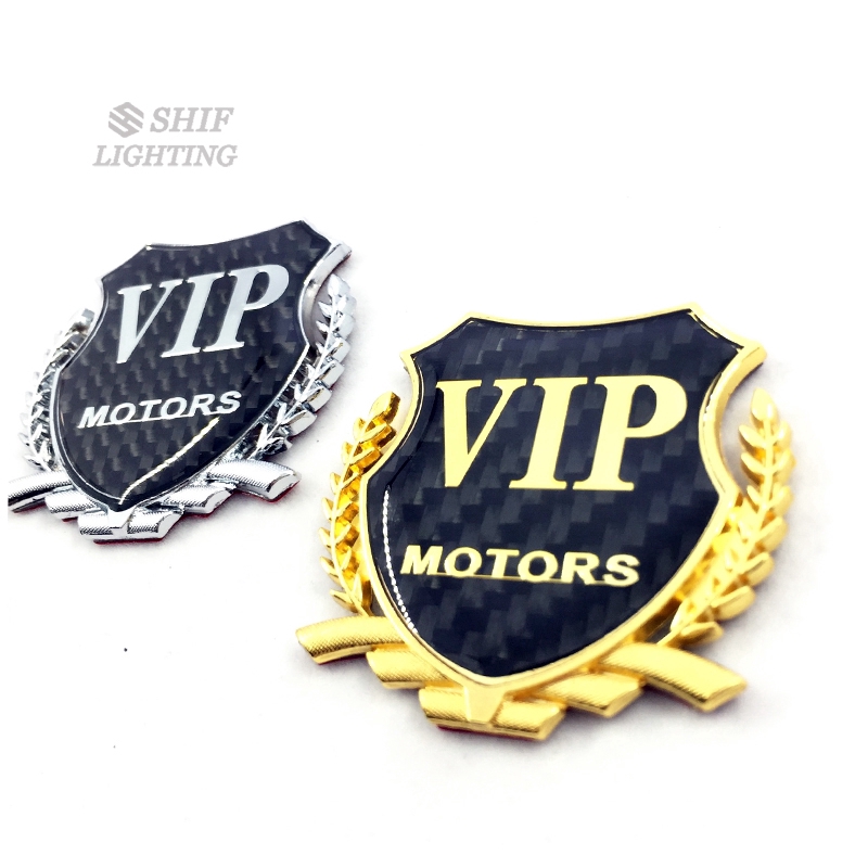 1pc Stiker Emblem Logo VIP Bahan Metal Carbon Fiber Untuk Dekorasi Mobil