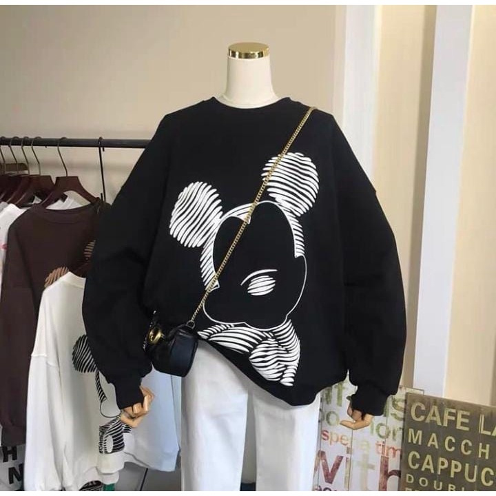 DISNI SWEATER OVERSIZE MICKEY OBLONG CREWNECK WANITA
