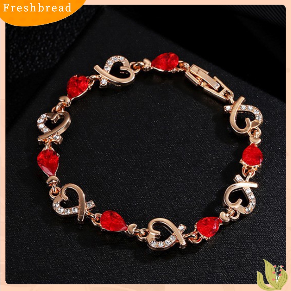 Terlaris Heart Hollow Women Bracelet Zinc Alloy Colorful Rhinestone Chain Bracelet Jewelry Accessory